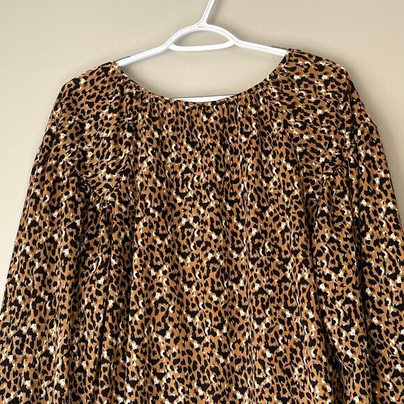 NWT! Ava & Viv Leopard Print Long Sleeve Blouse Size X (14W) - Picture 7 of 12